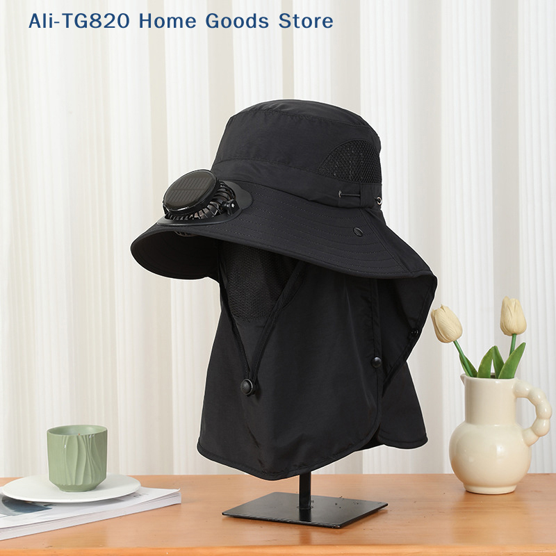 Bucket Hat Straw - [TG820]Men Fan Hat With Solar Panel