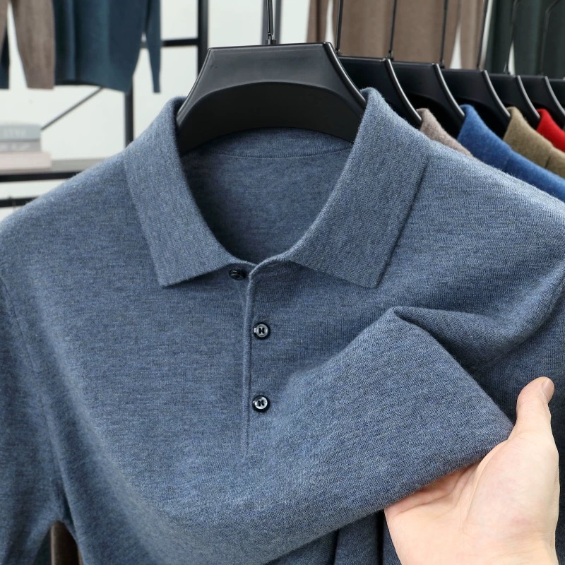 Polo Shirt Pique - Fashion luxury knitted long sleeve polo
