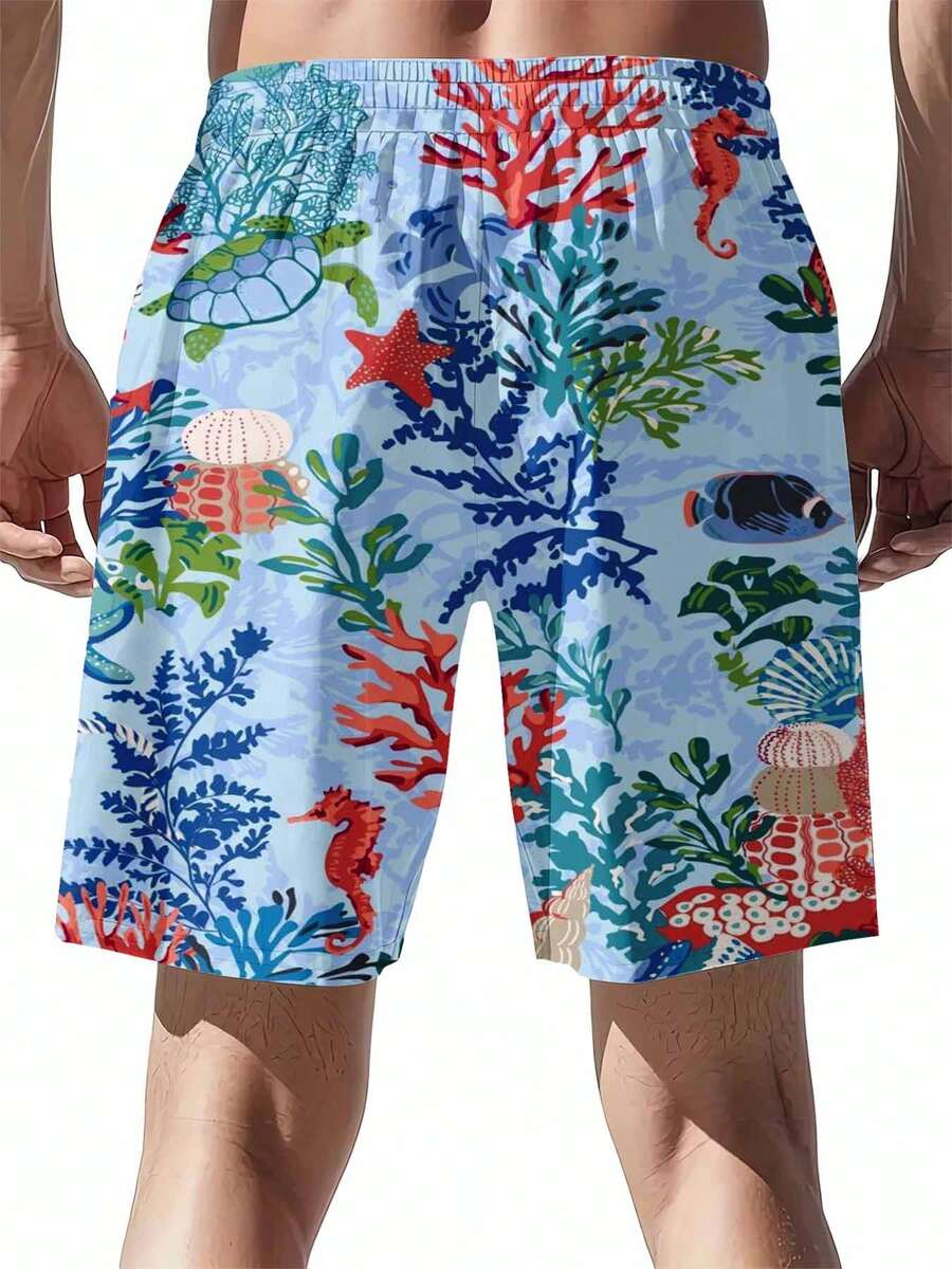 Mens Tropical Coral Print Swim - Swim Trunk Quick Dry recension och pris