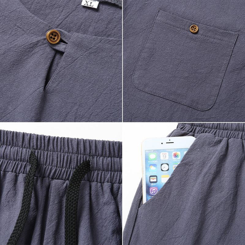 High-quality fashionable men's - Short Linen Drawstring recension och pris