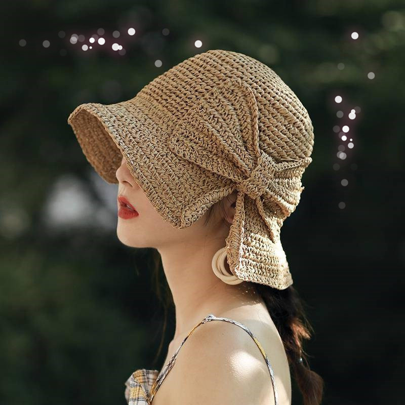 1Pcs Bow Sun Hat Wide Brim Flo - Bucket Hat Straw recension och pris