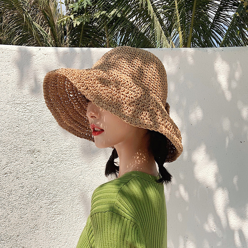 1Pcs Bow Sun Hat Wide Brim Flo - Bucket Hat Straw recension och pris