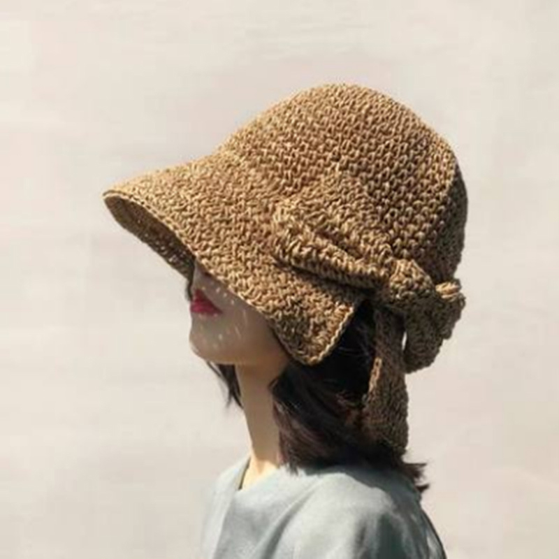 1Pcs Bow Sun Hat Wide Brim Flo - Bucket Hat Straw recension och pris