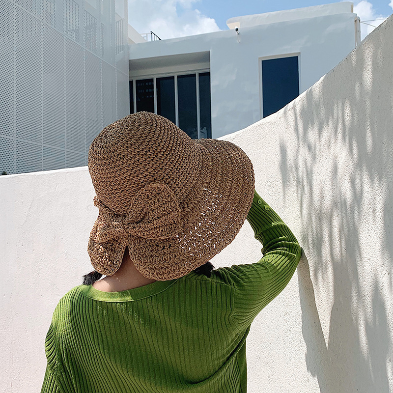 1Pcs Bow Sun Hat Wide Brim Flo - Bucket Hat Straw recension och pris