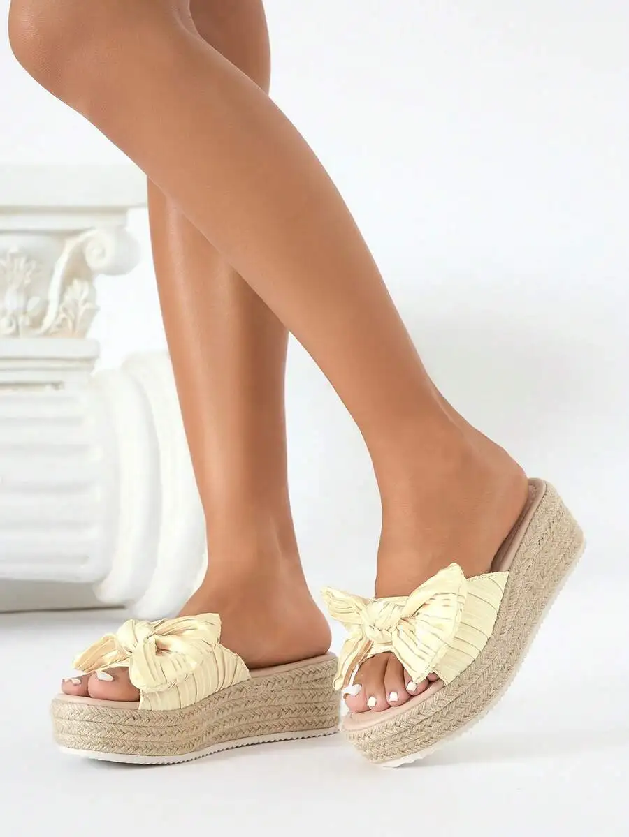 Pleated Satin Bow Espadrille P - Espadrille Slip On recension och pris
