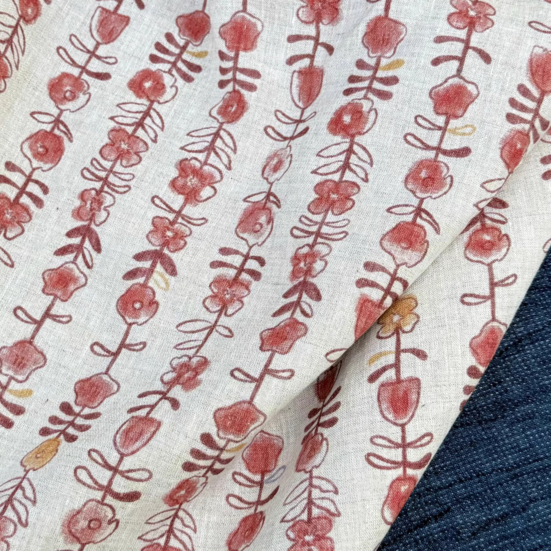 1yard Unique flowers print fab - Linen Shirt Breathable recension och pris