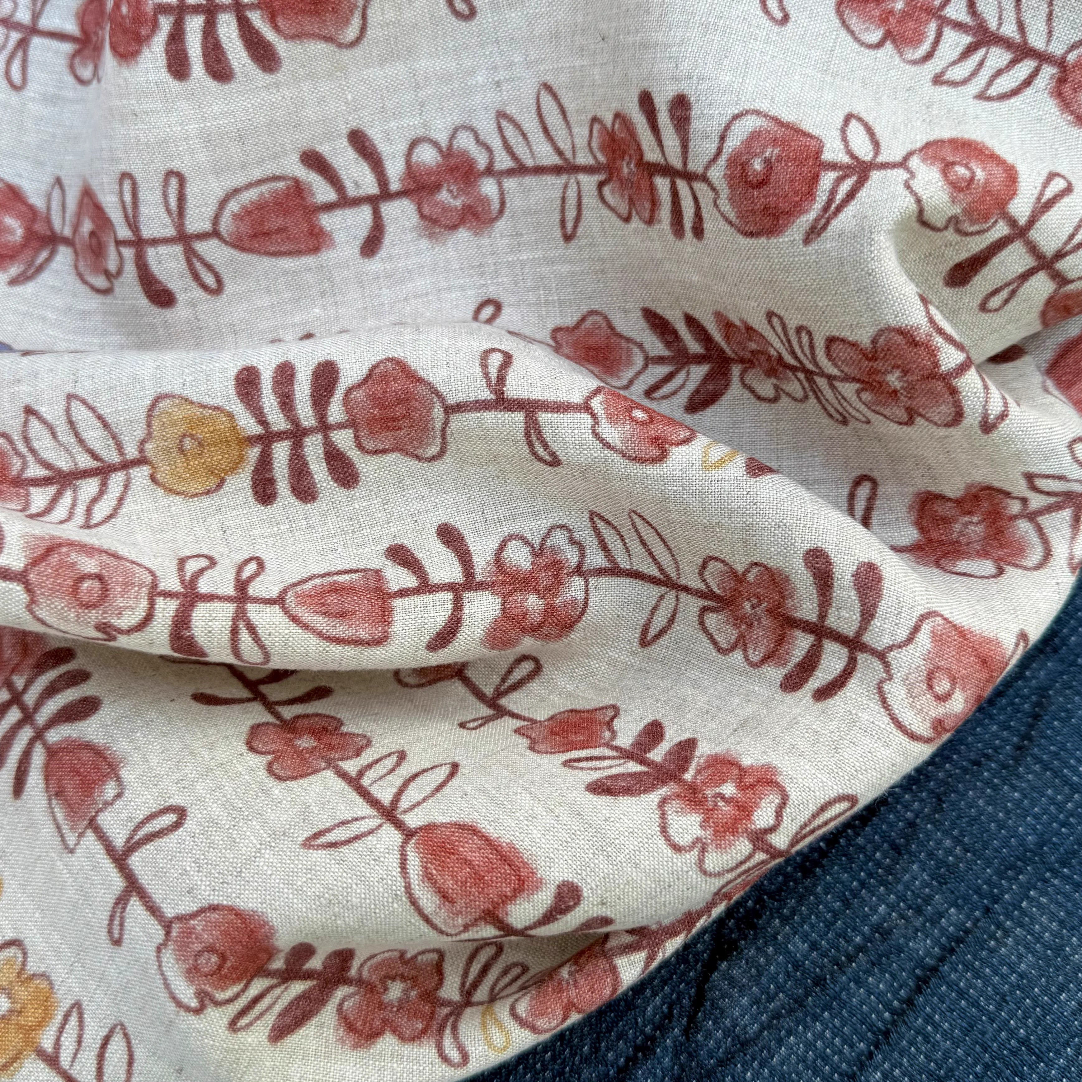 1yard Unique flowers print fab - Linen Shirt Breathable recension och pris