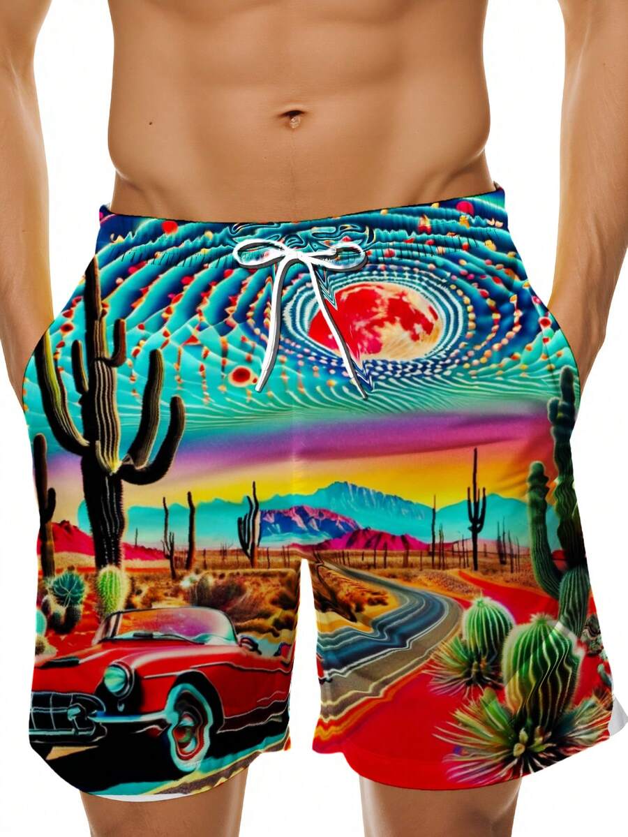 Mens Desert Scene Swim Trunks  - Swim Trunk Quick Dry recension och pris