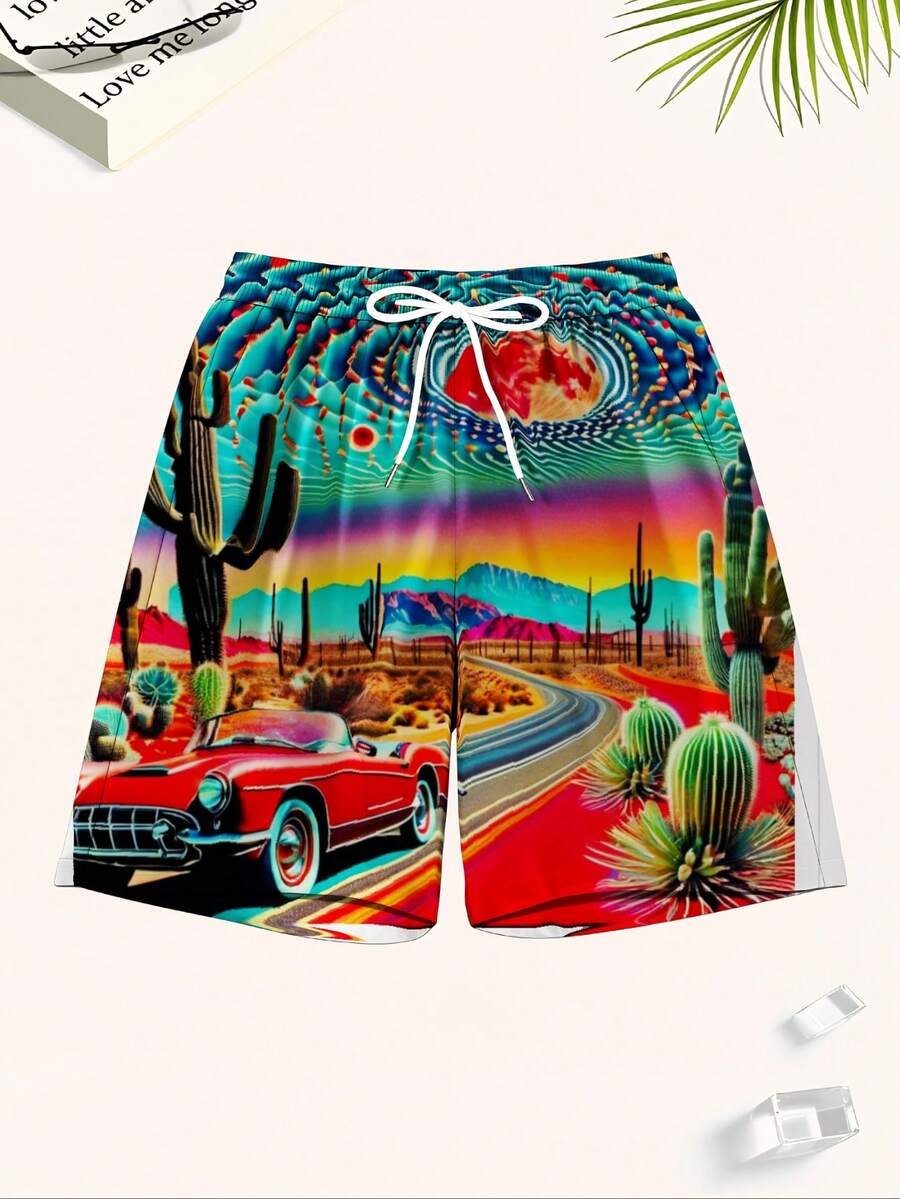 Mens Desert Scene Swim Trunks  - Swim Trunk Quick Dry recension och pris