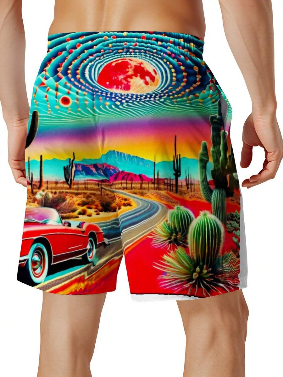 Mens Desert Scene Swim Trunks  - Swim Trunk Quick Dry recension och pris