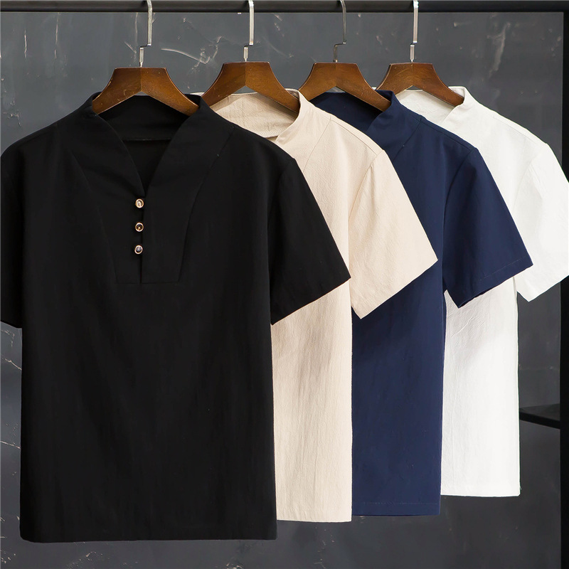 Men's Summer Cotton Linen Shor - Linen Shirt Breathable recension och pris