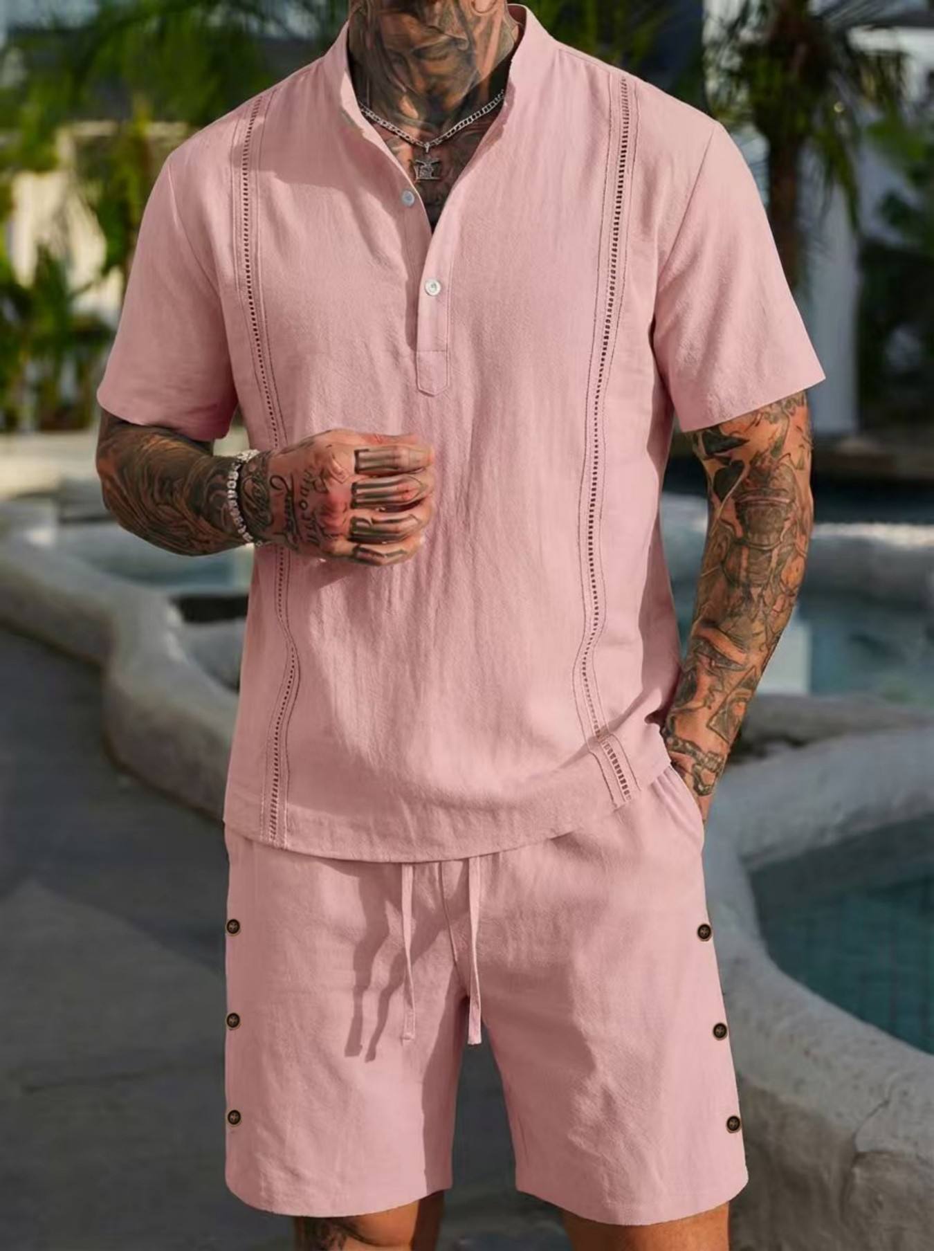 2026 men's summer beach casual - Short Linen Drawstring recension och pris