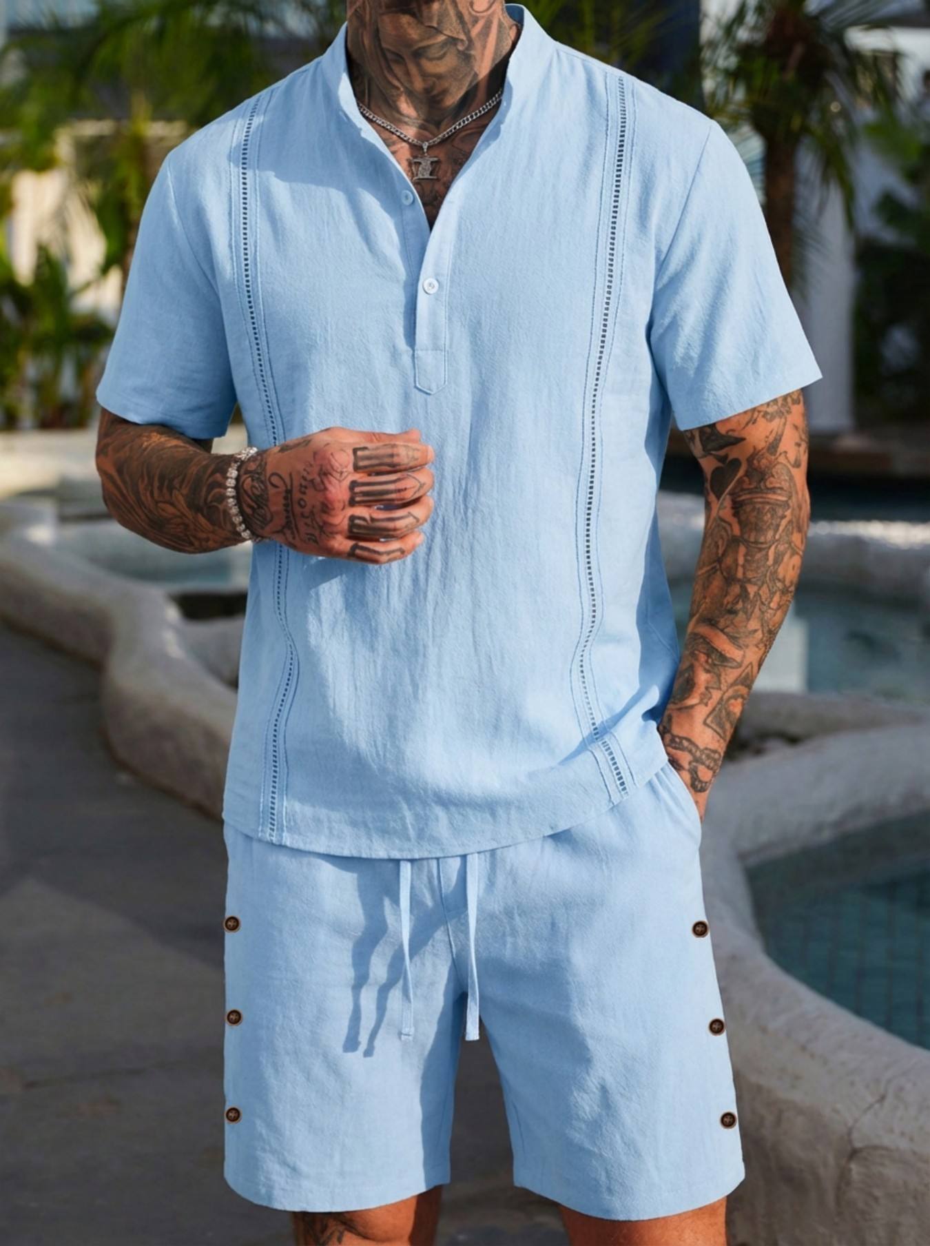 2026 men's summer beach casual - Short Linen Drawstring recension och pris