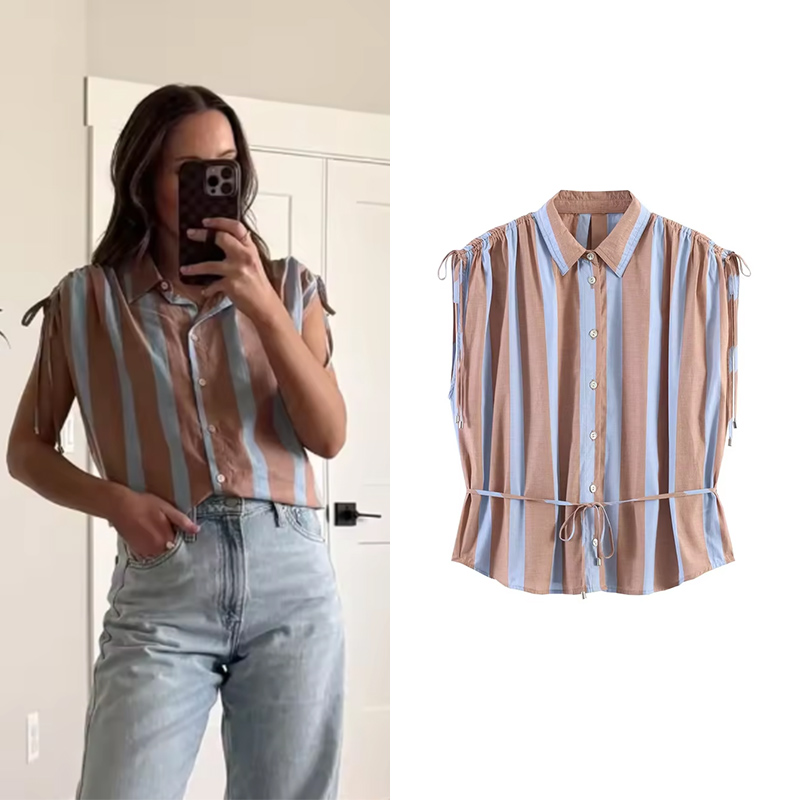 Women's Stripe Shirt 2026 New  - Shirt Camp Collar recension och pris
