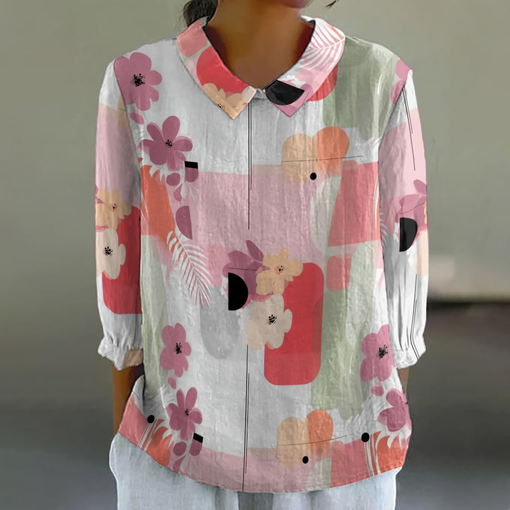 Women's Floral Shirt Cute 3/4  - Resort Shirt Floral recension och pris