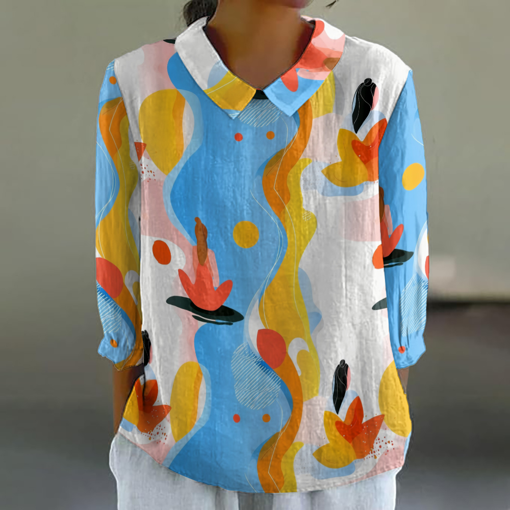 Women's Floral Shirt Cute 3/4  - Resort Shirt Floral recension och pris