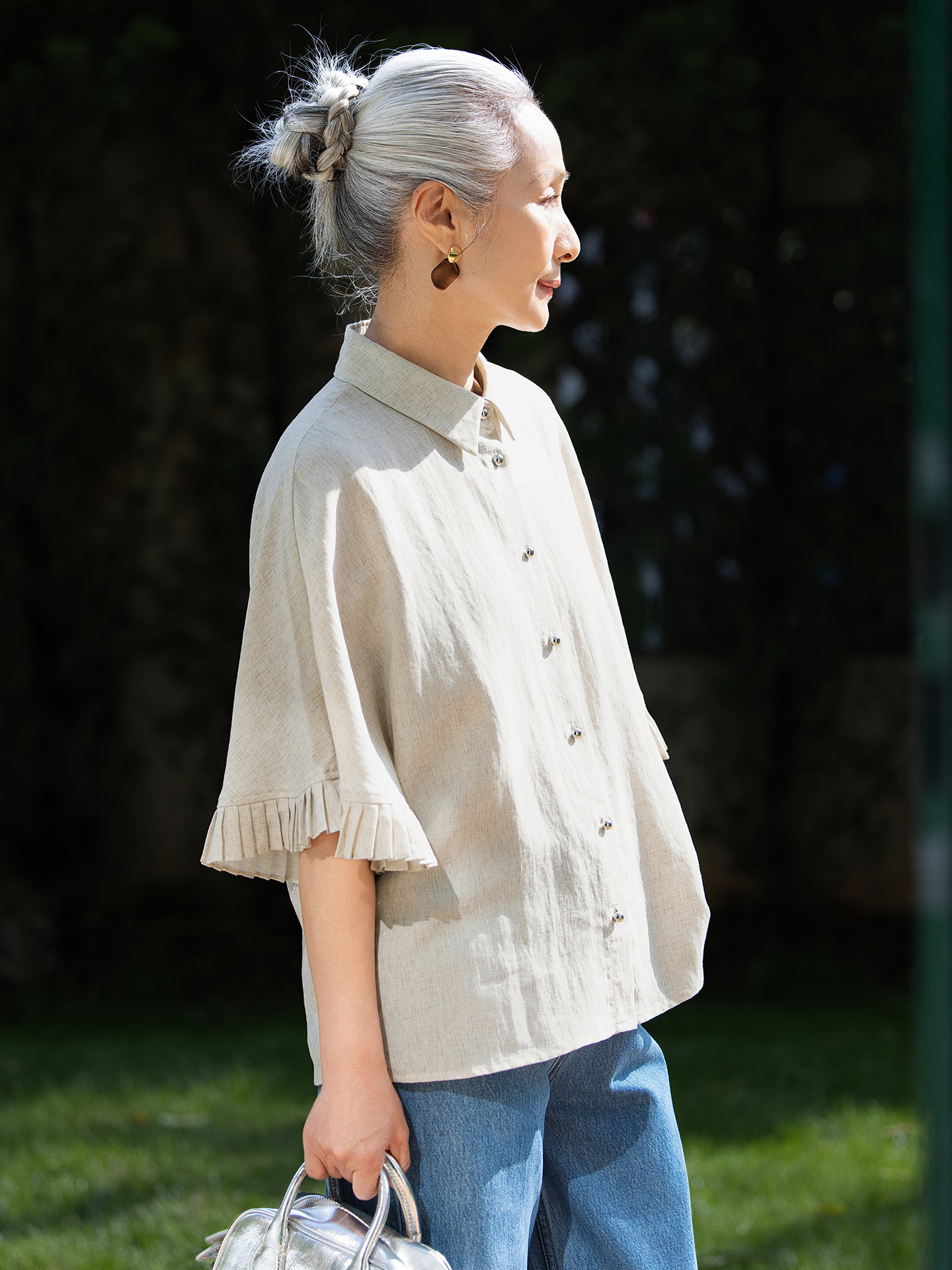 Muzhi Linen Short Sleeve Shirt - Linen Shirt Breathable recension och pris