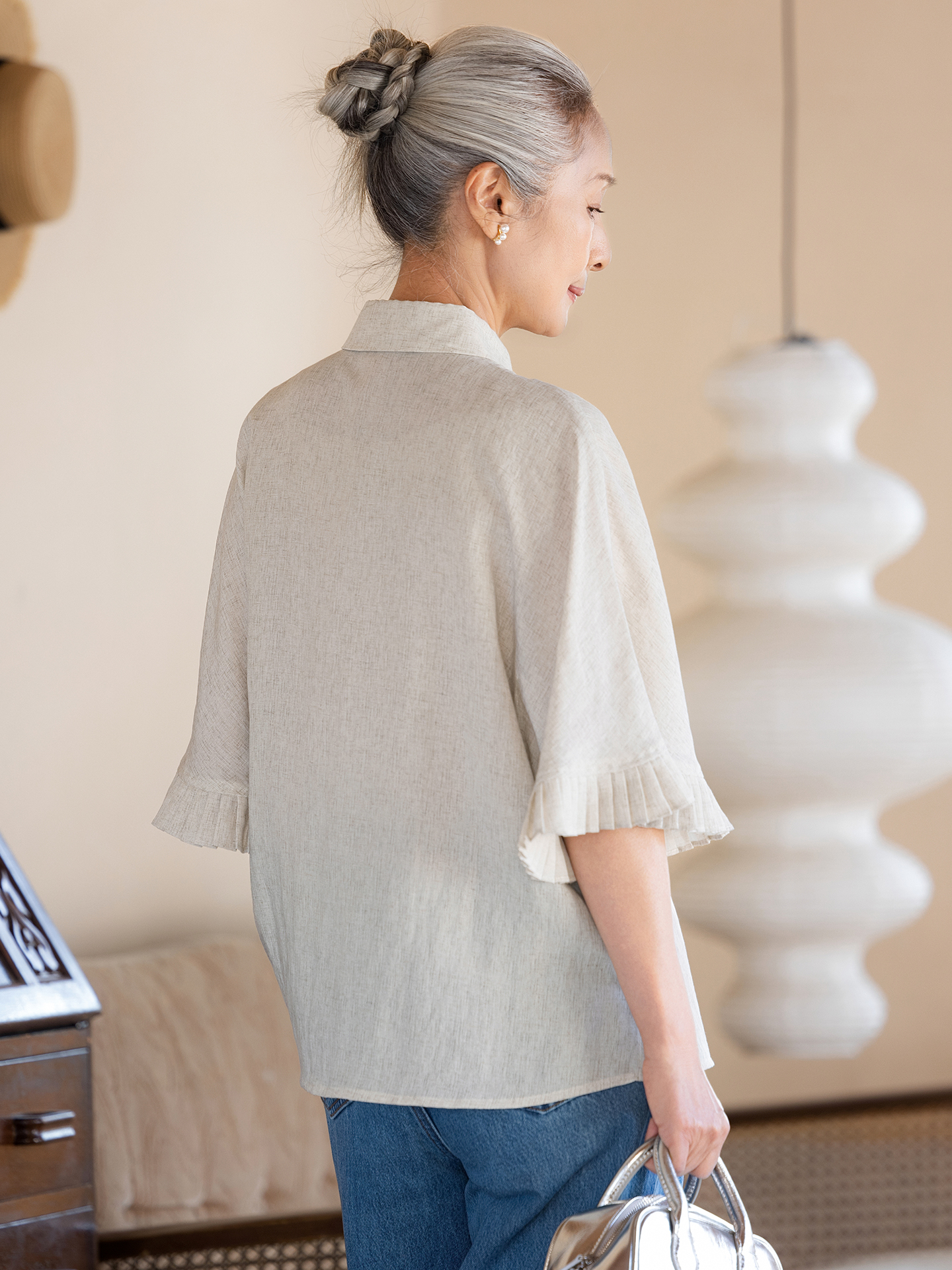 Muzhi Linen Short Sleeve Shirt - Linen Shirt Breathable recension och pris