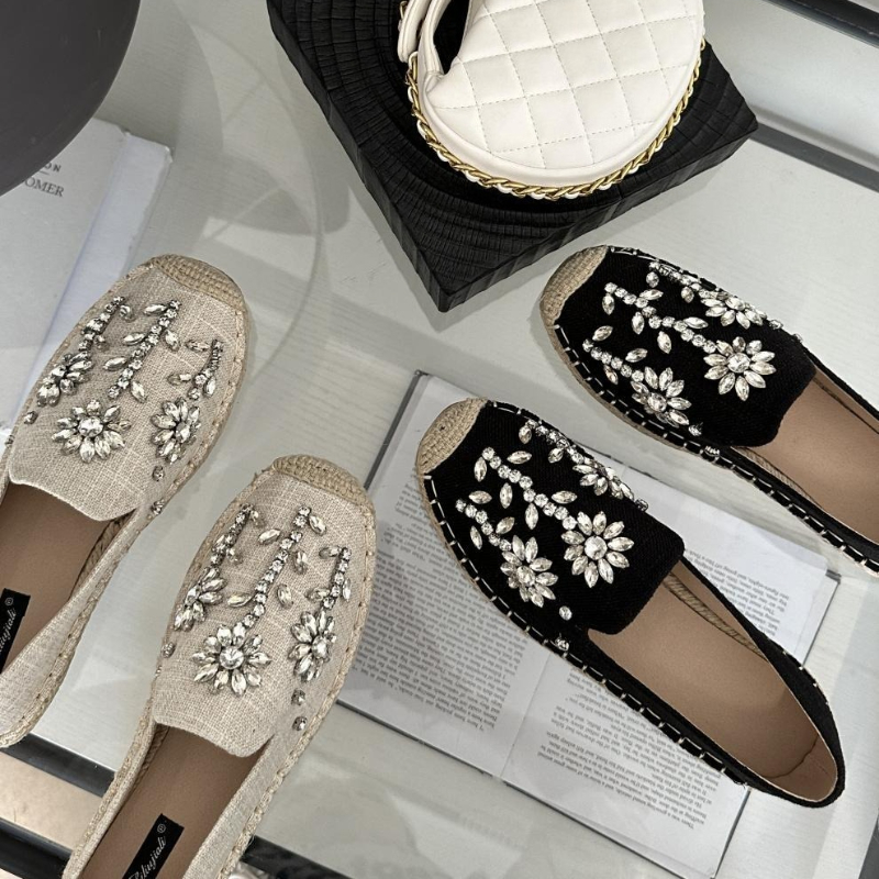2026 Rhinestone Flower Decorat - Espadrille Slip On recension och pris