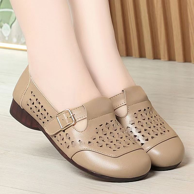 Women's Leather Hollow Out Low - Casual Sandal Leather recension och pris