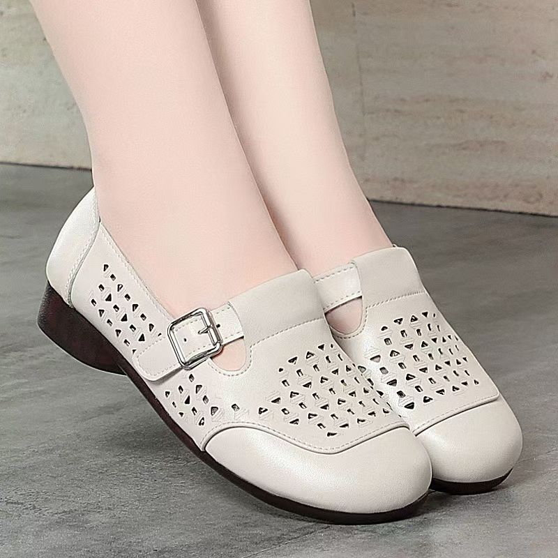 Women's Leather Hollow Out Low - Casual Sandal Leather recension och pris