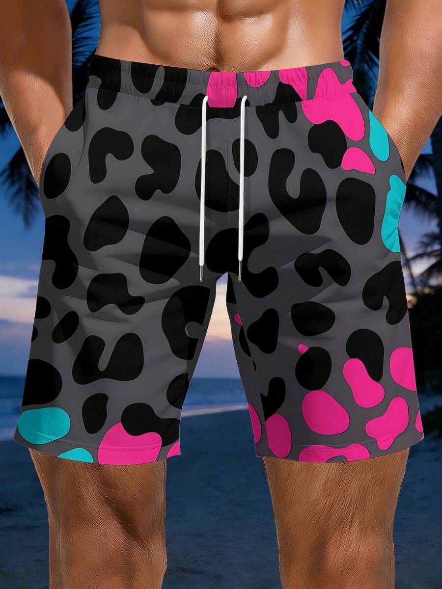 Bold Leopard Print Mens Beach  - Swim Trunk Quick Dry recension och pris