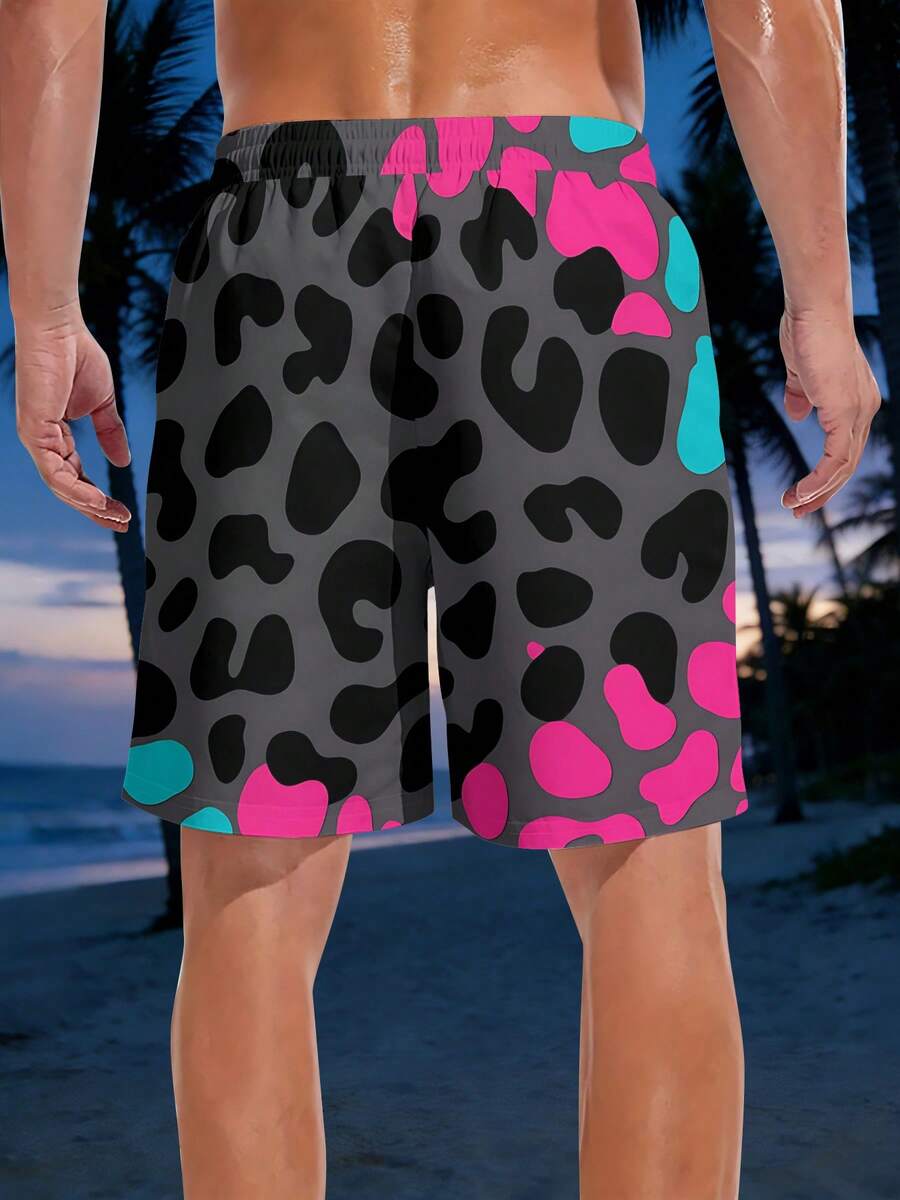 Bold Leopard Print Mens Beach  - Swim Trunk Quick Dry recension och pris