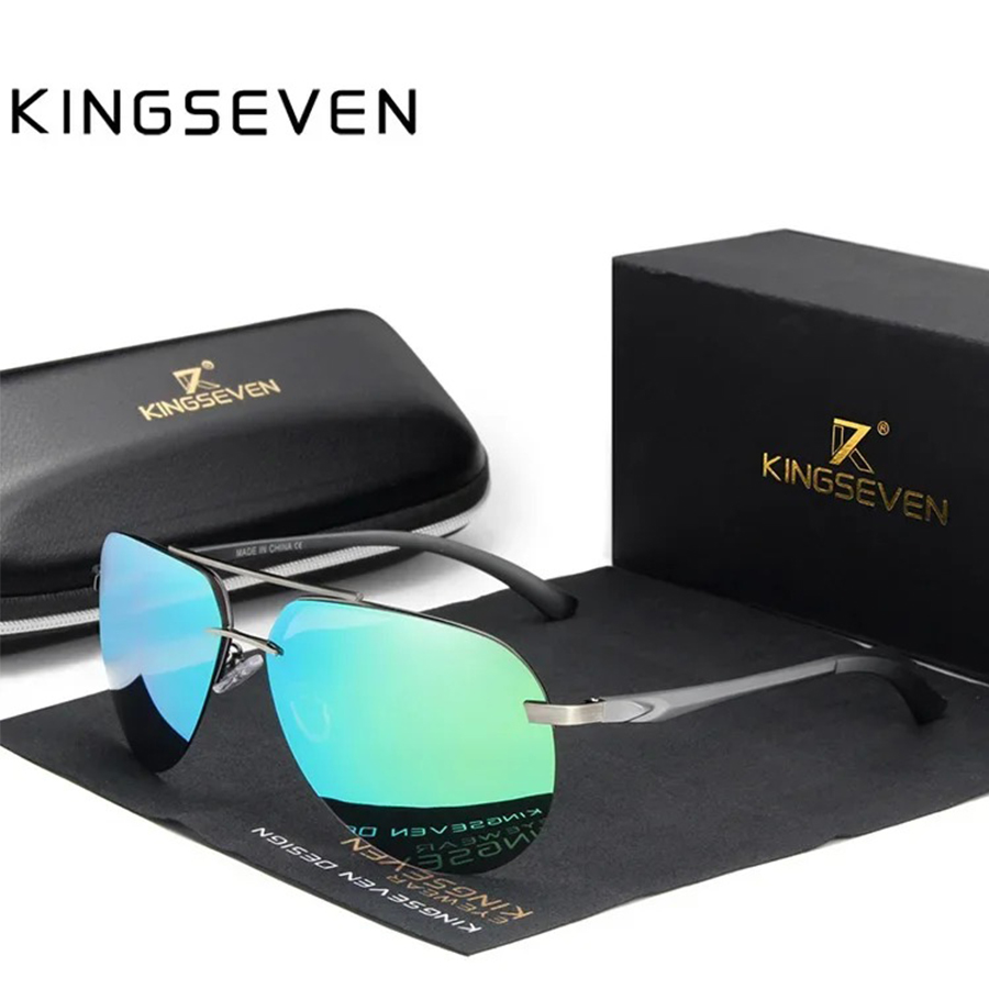 KINGSEVEN  Rimless Pilot Sungl - Sunglasses Aviator Polarized recension och pris