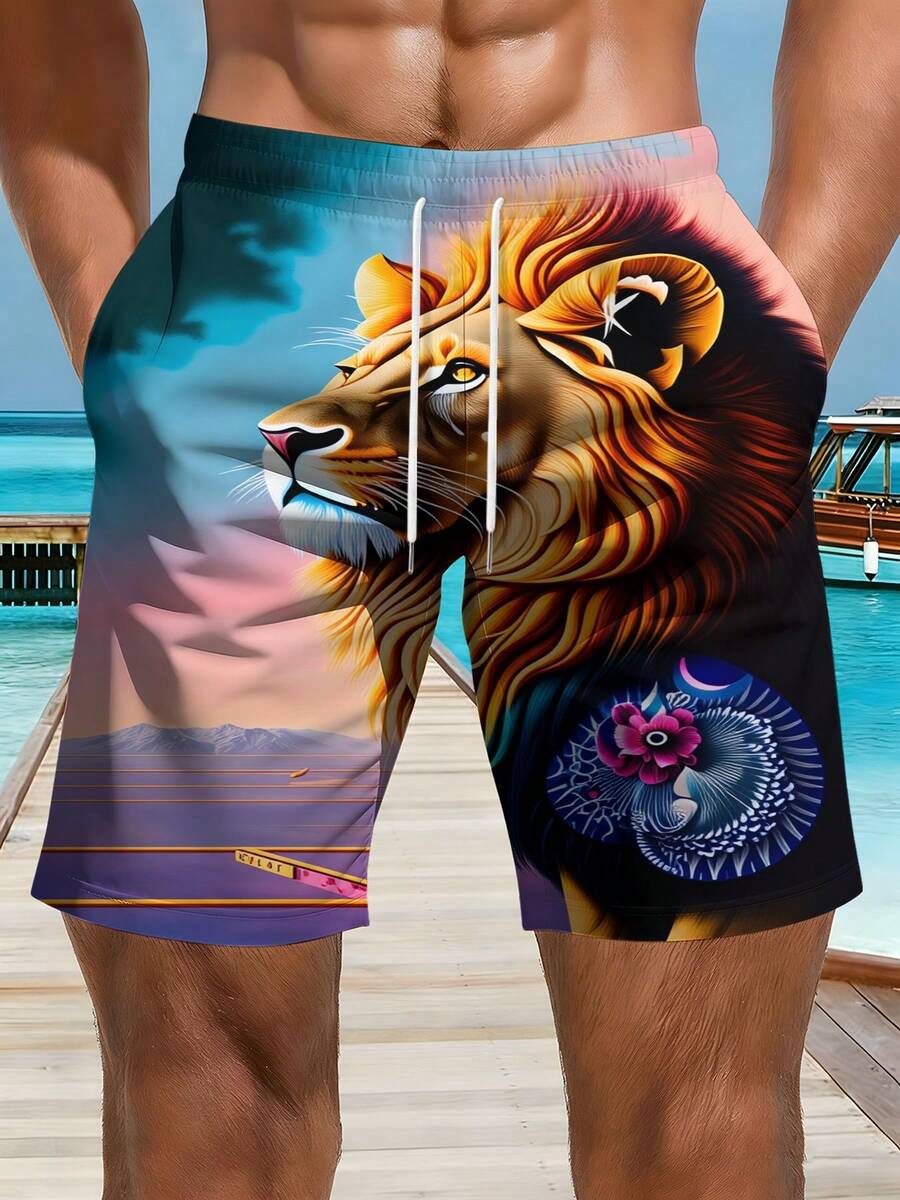 Mens Beach Shorts 3D Print Lio - Swim Trunk Quick Dry recension och pris