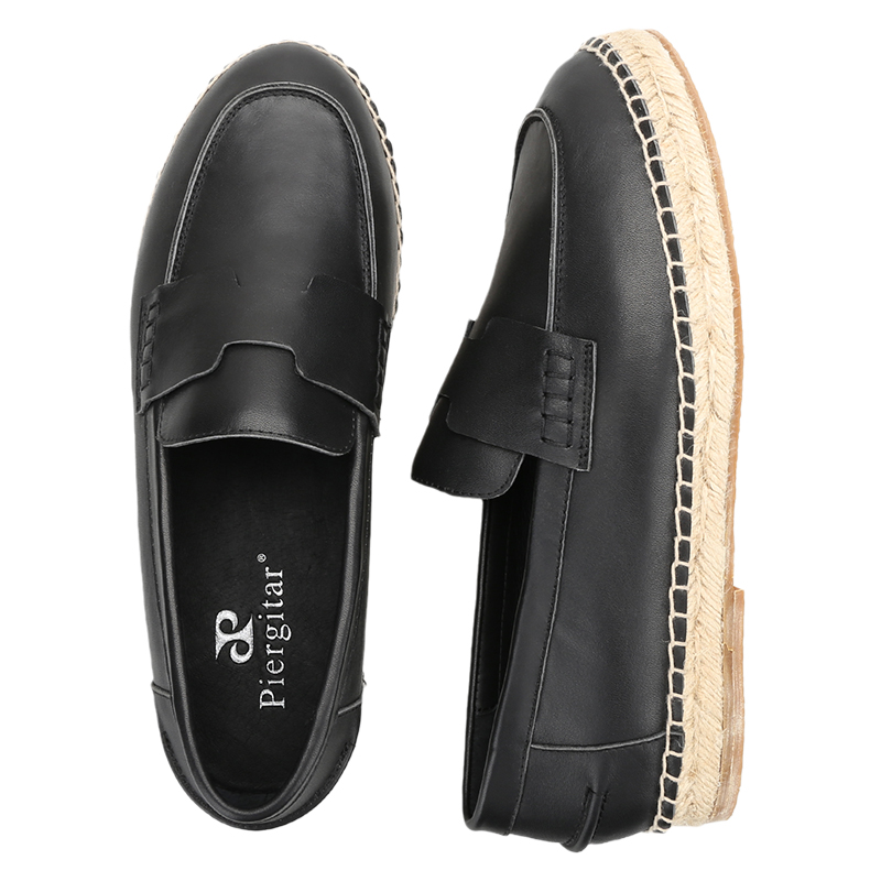 Piegitar Black Genuine Leather - Espadrille Slip On recension och pris