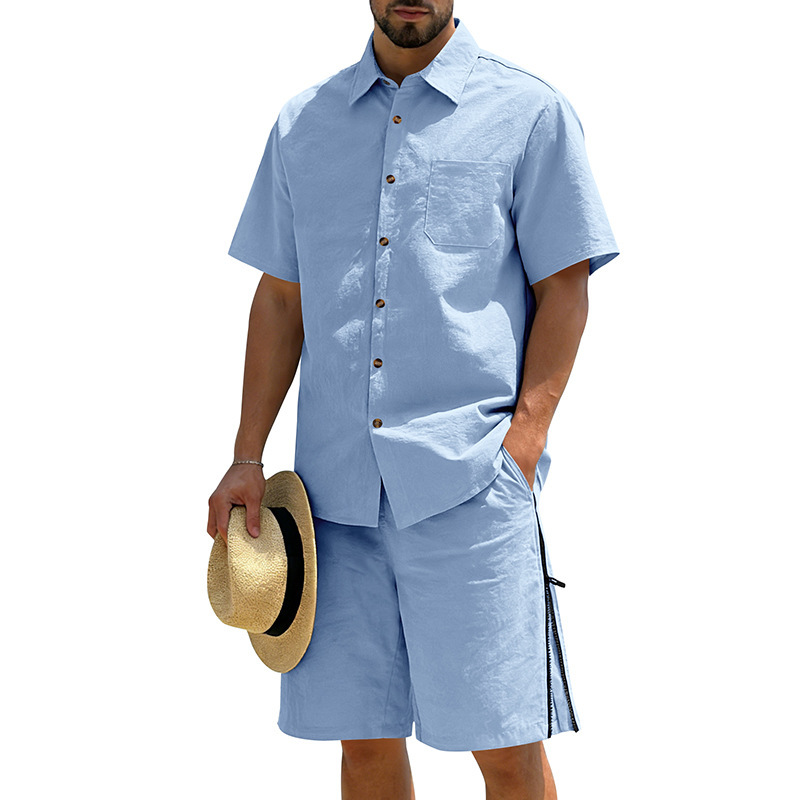Men's Casual Cotton Linen 2 Pi - Short Linen Drawstring recension och pris
