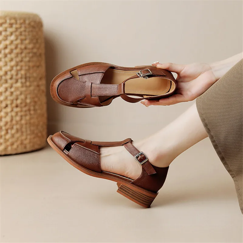 2023 Summer Sandals Cowhide Ro - Casual Sandal Leather recension och pris
