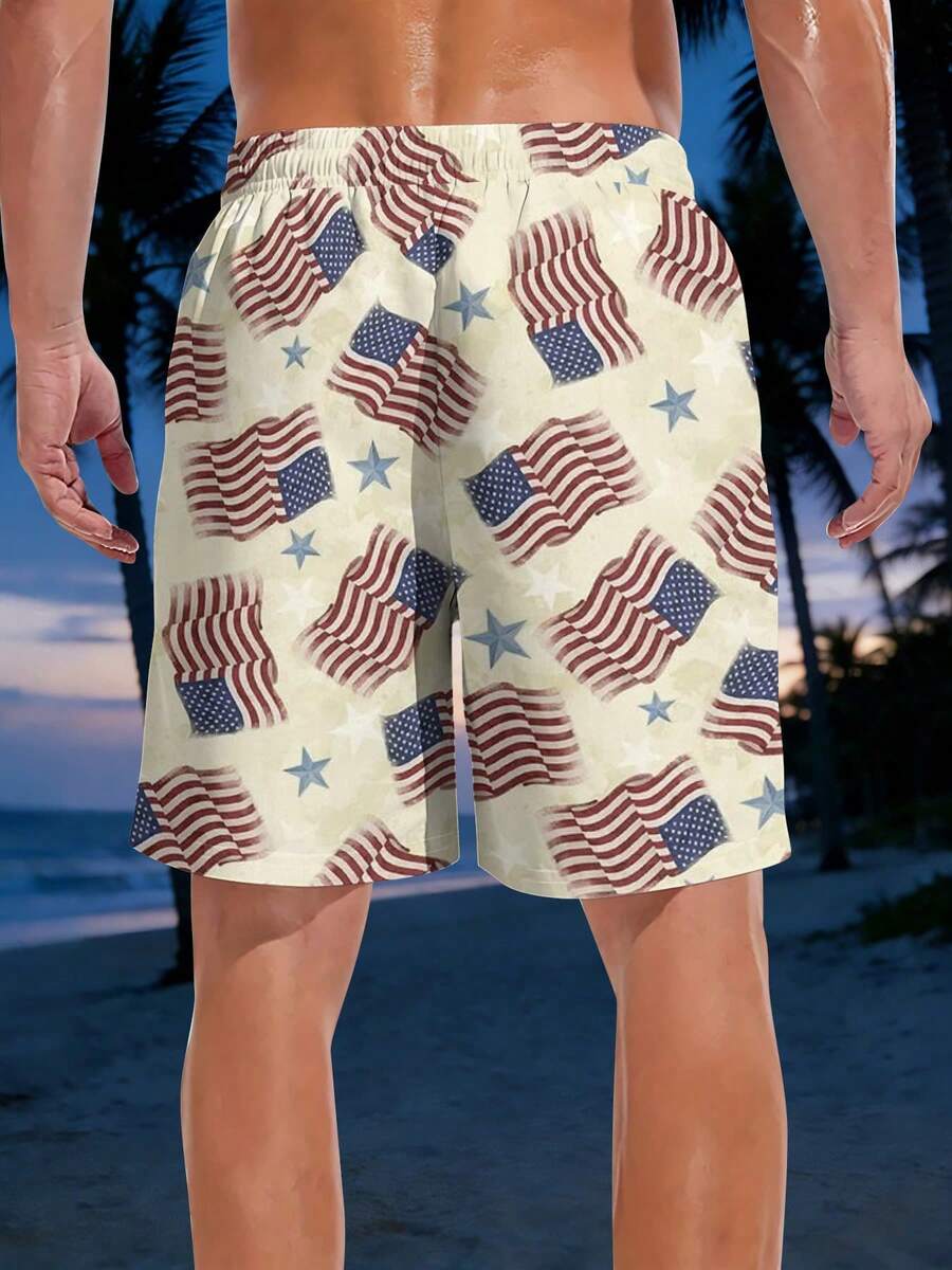 American Flag Print Mens Beach - Swim Trunk Quick Dry recension och pris