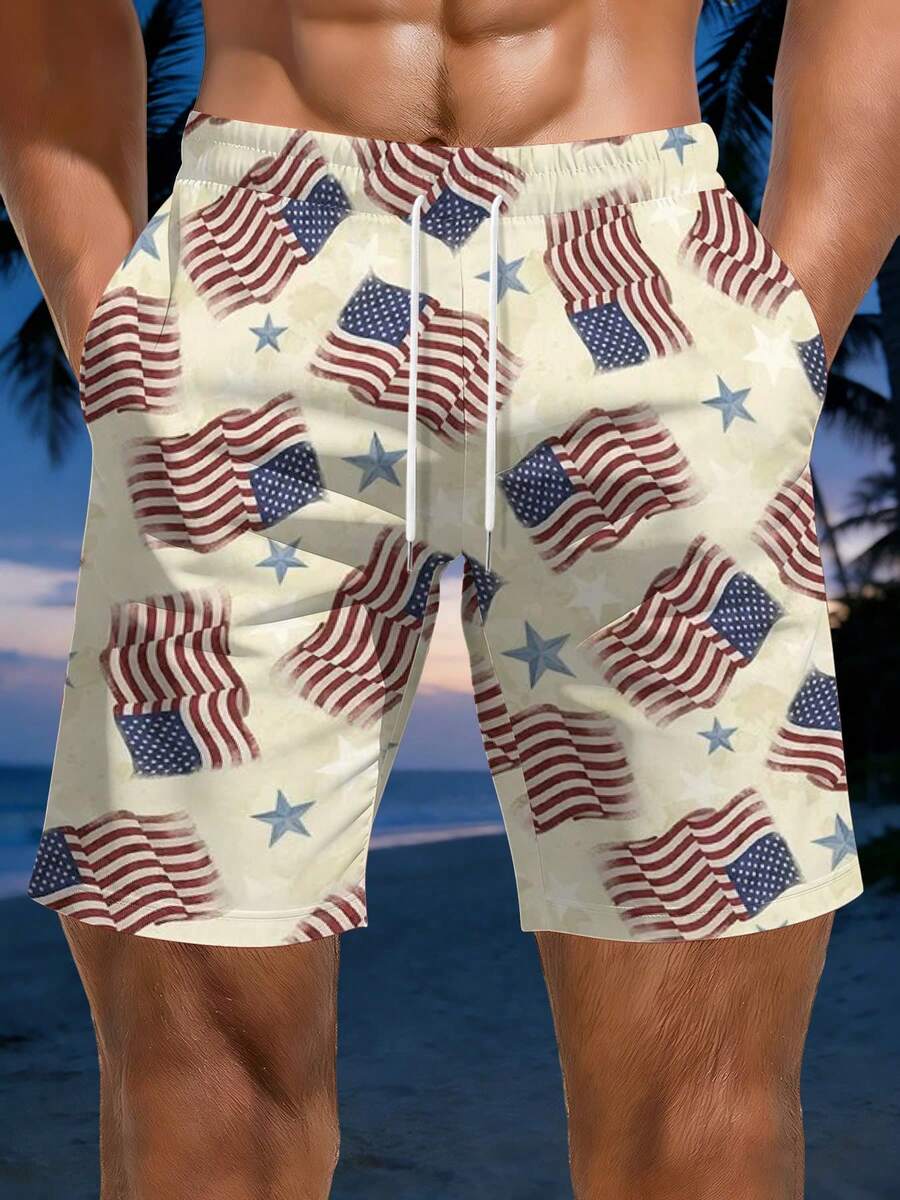 American Flag Print Mens Beach - Swim Trunk Quick Dry recension och pris