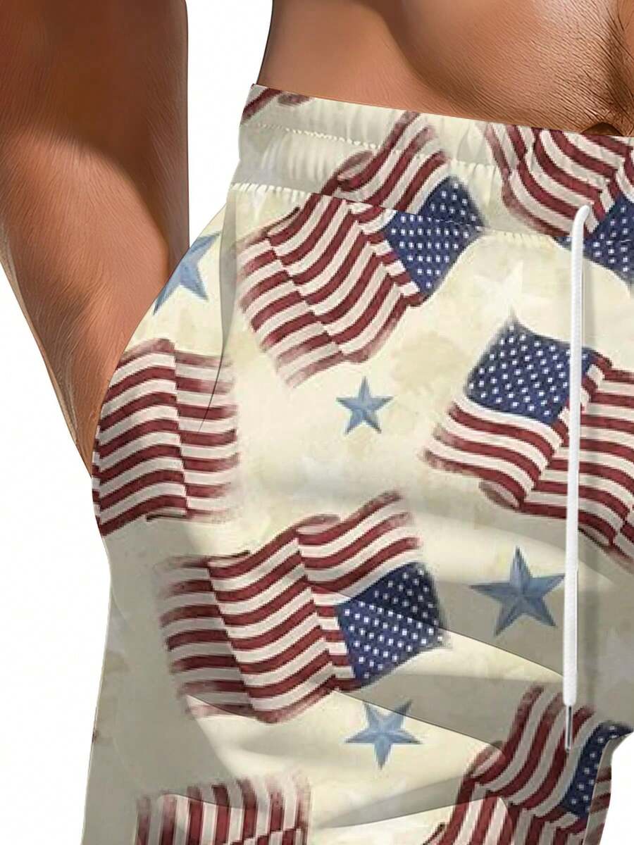 American Flag Print Mens Beach - Swim Trunk Quick Dry recension och pris
