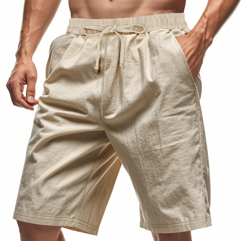 2026 New Men Cotton Linen Beac - Short Linen Drawstring recension och pris