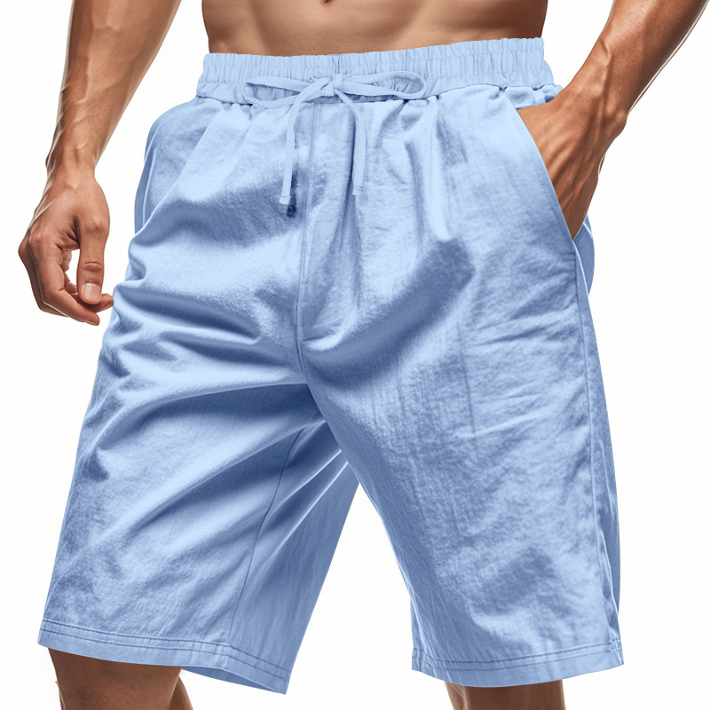 2026 New Men Cotton Linen Beac - Short Linen Drawstring recension och pris