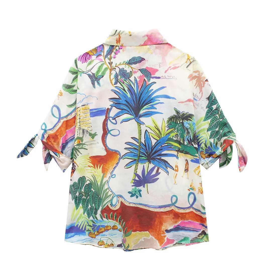 Chic Printed Lapel Single Brea - Resort Shirt Floral recension och pris