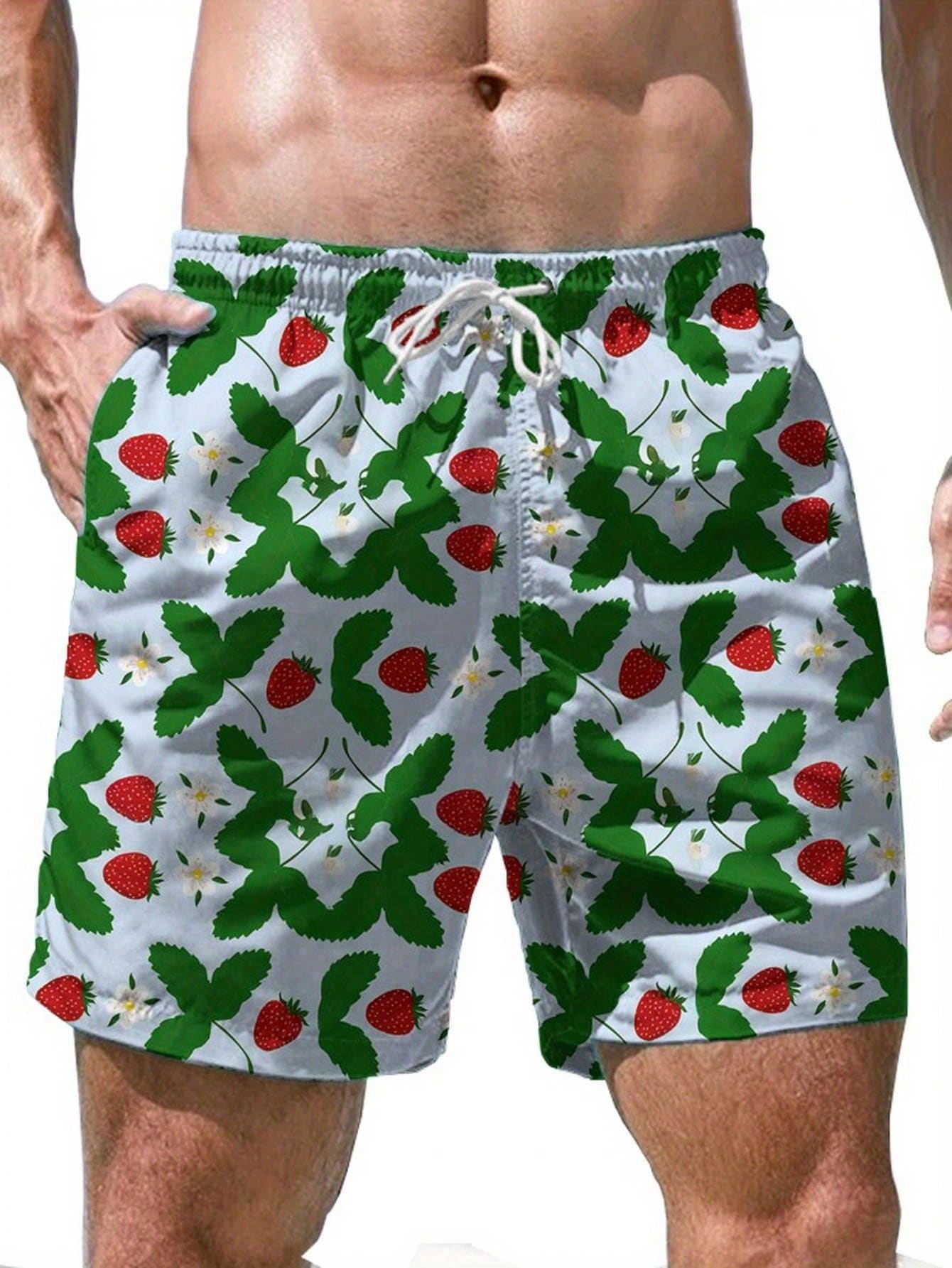 Mens Strawberry Print Beach Sh - Swim Trunk Quick Dry recension och pris