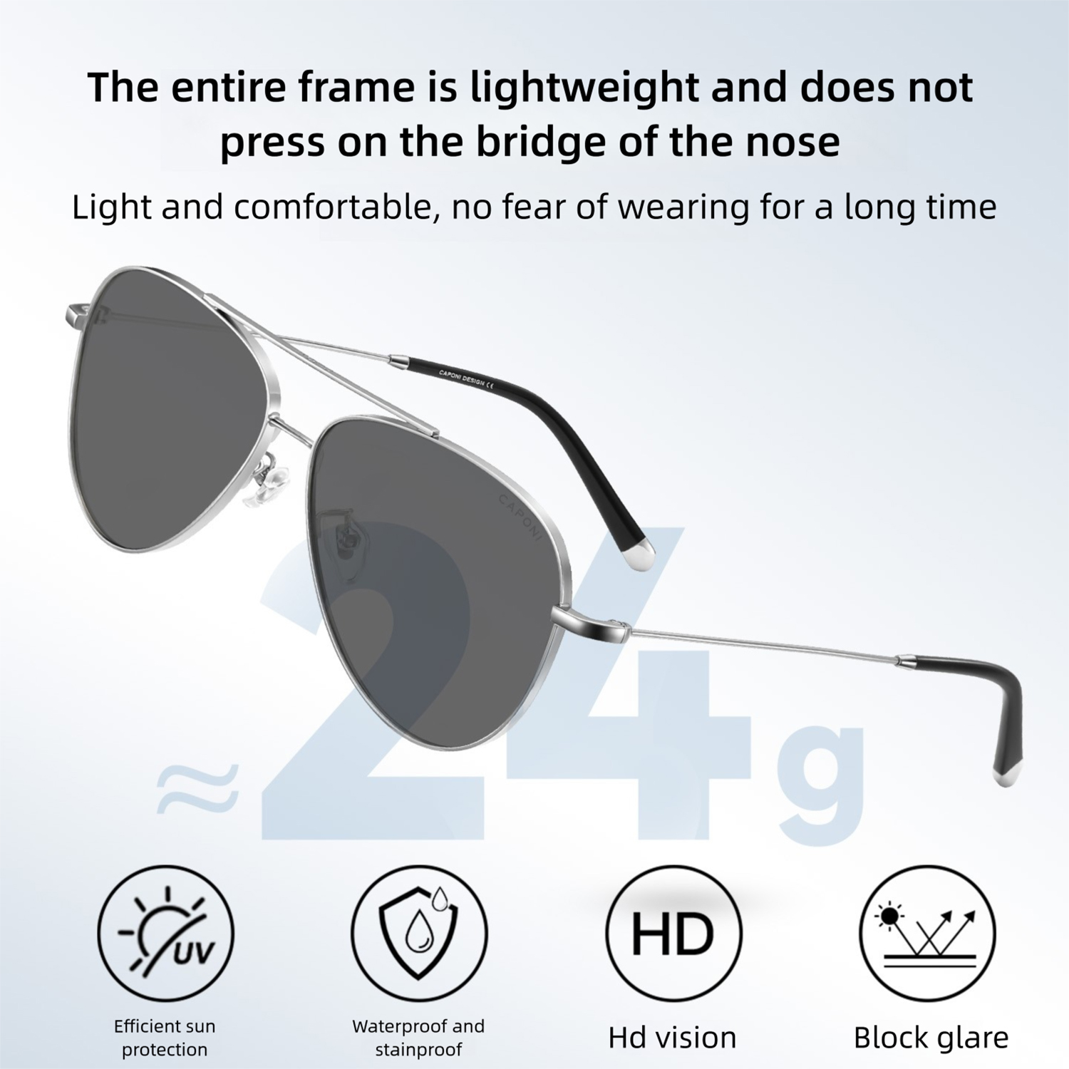 CAPONI Avation Men Polarized S - Sunglasses Aviator Polarized recension och pris