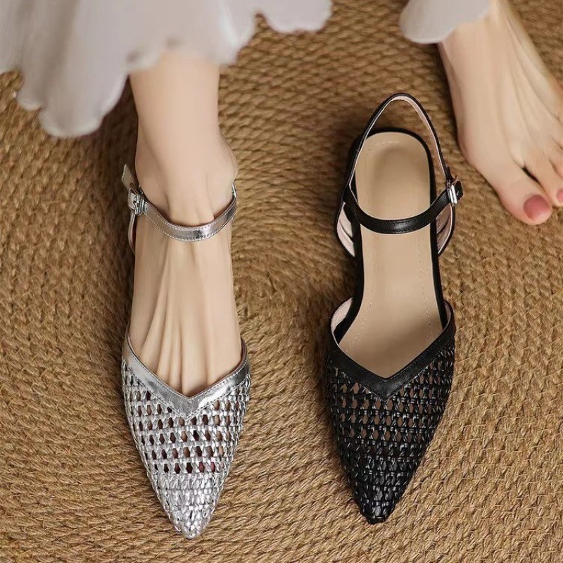 French pointed-toe woven high- - Casual Sandal Leather recension och pris