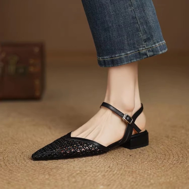 French pointed-toe woven high- - Casual Sandal Leather recension och pris