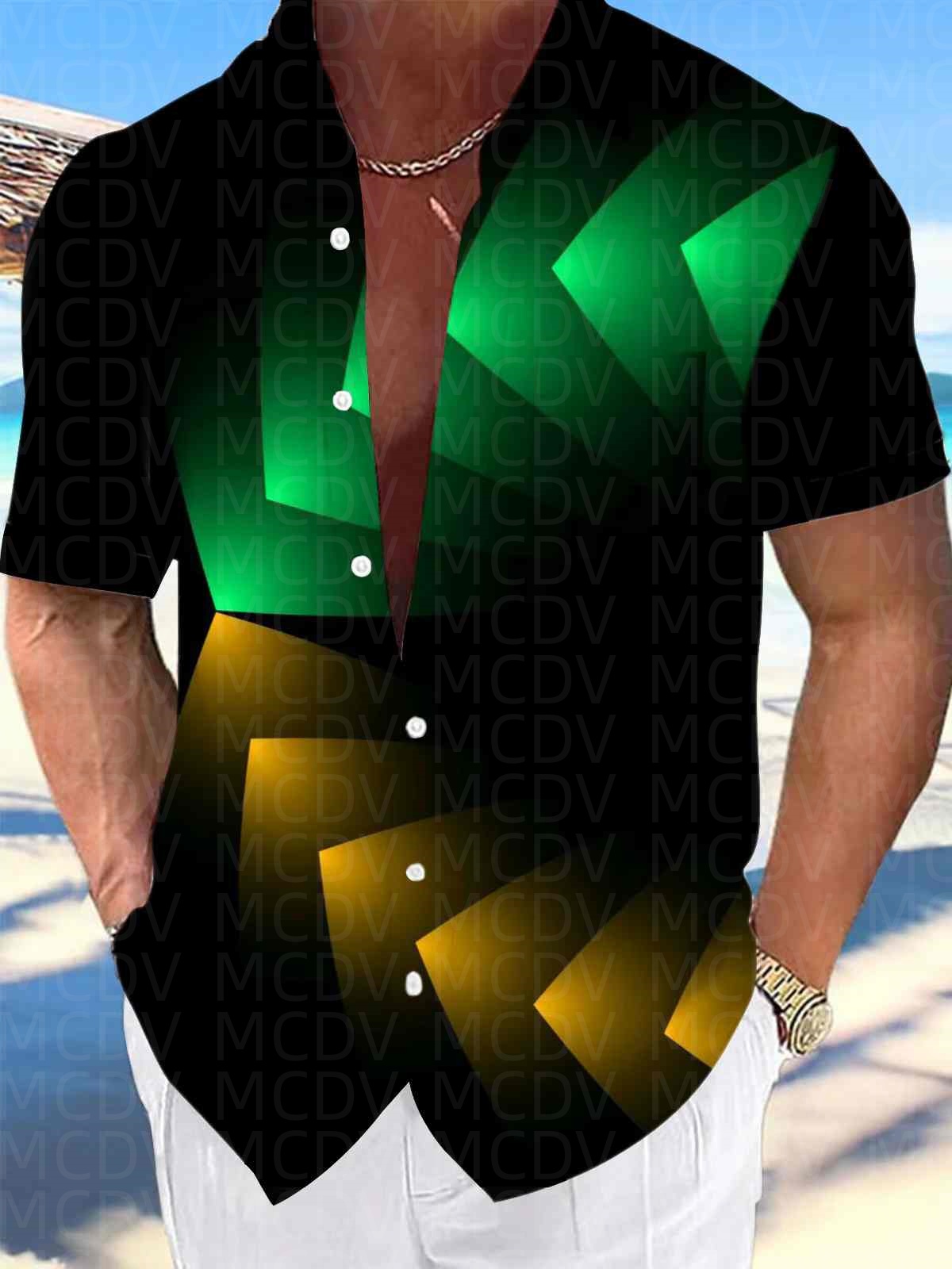 Flag Pattern Style Men's Hawai - Shirt Camp Collar recension och pris