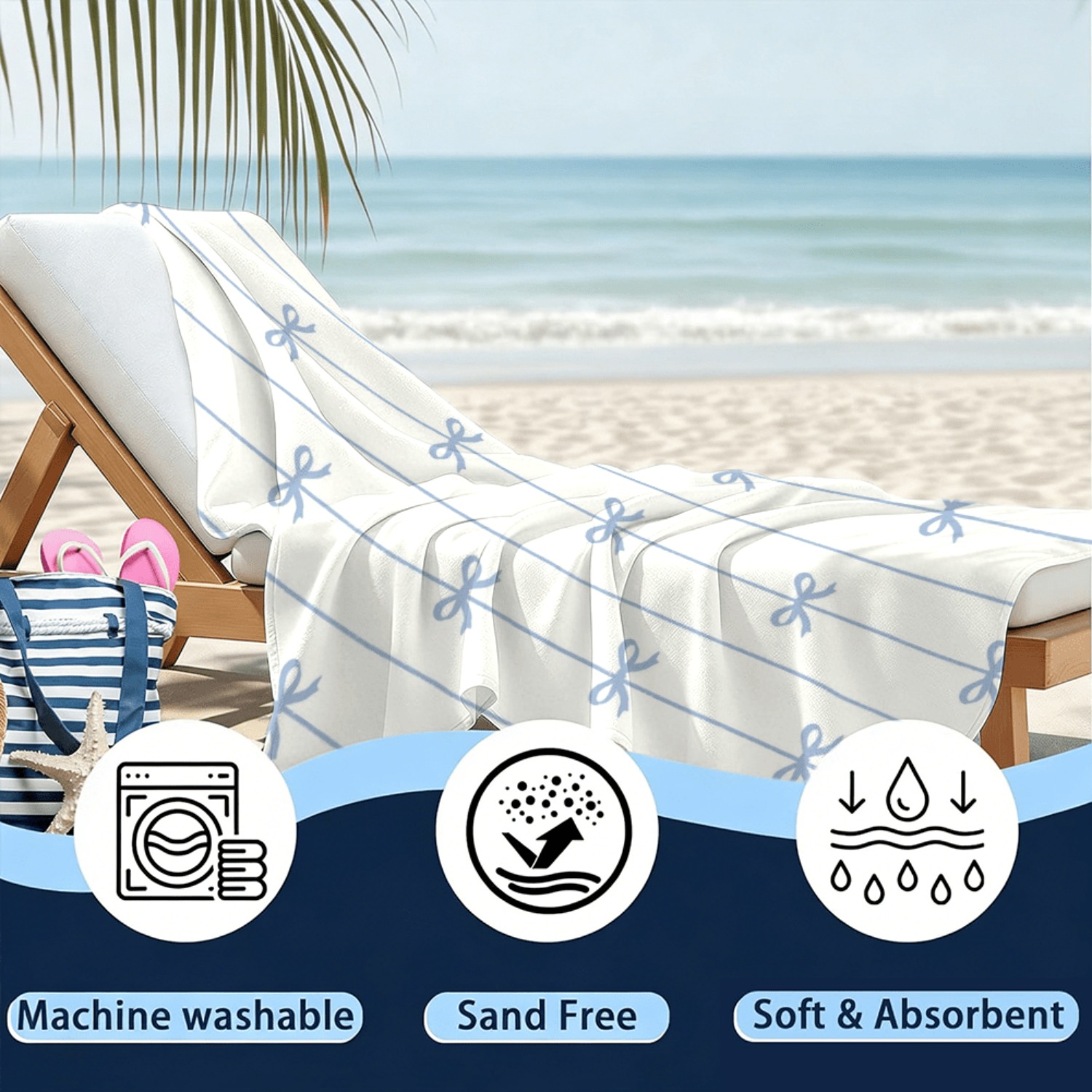 1pc Summer Beach Towel Blue Ri - Beach Towel Large recension och pris