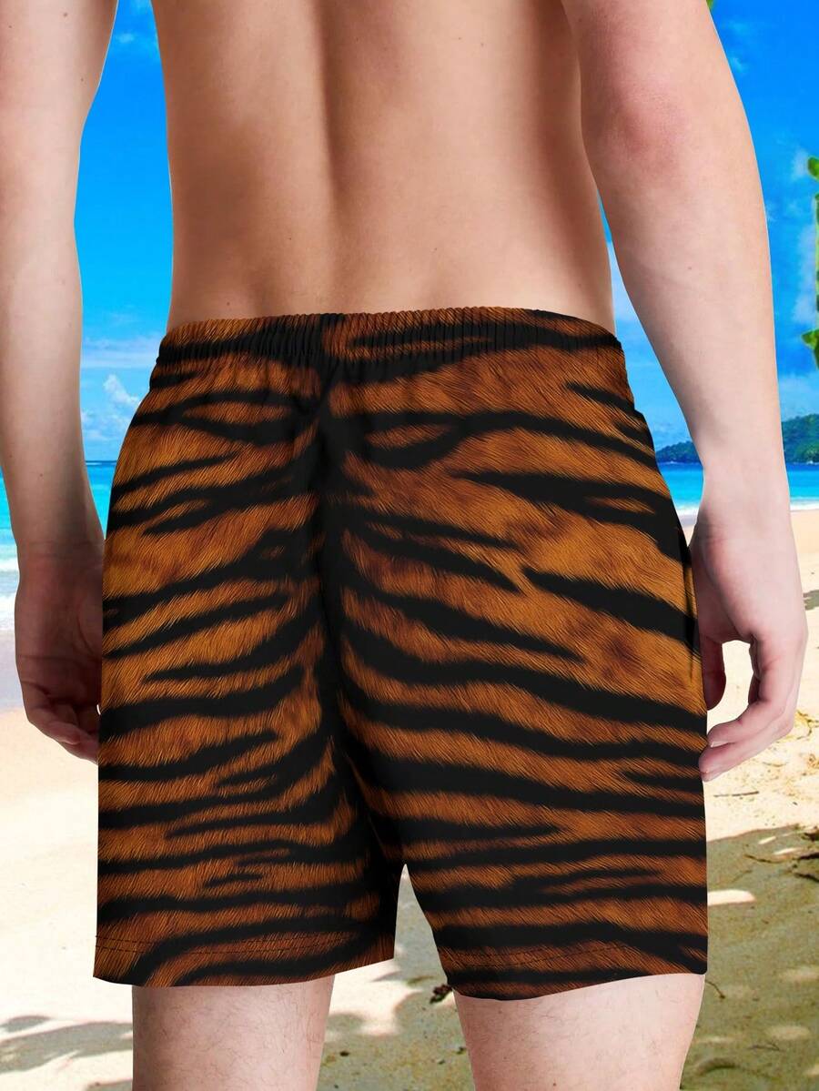 Mens Tiger Print Beach Shorts  - Swim Trunk Quick Dry recension och pris