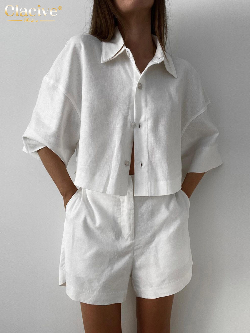 Clacive Summer Slim White Line - Linen Shirt Breathable recension och pris