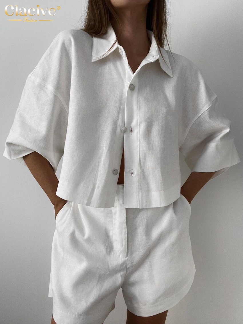Clacive Summer Slim White Line - Linen Shirt Breathable recension och pris