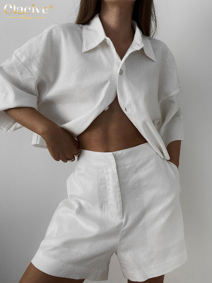 Clacive Summer Slim White Line - Linen Shirt Breathable recension och pris