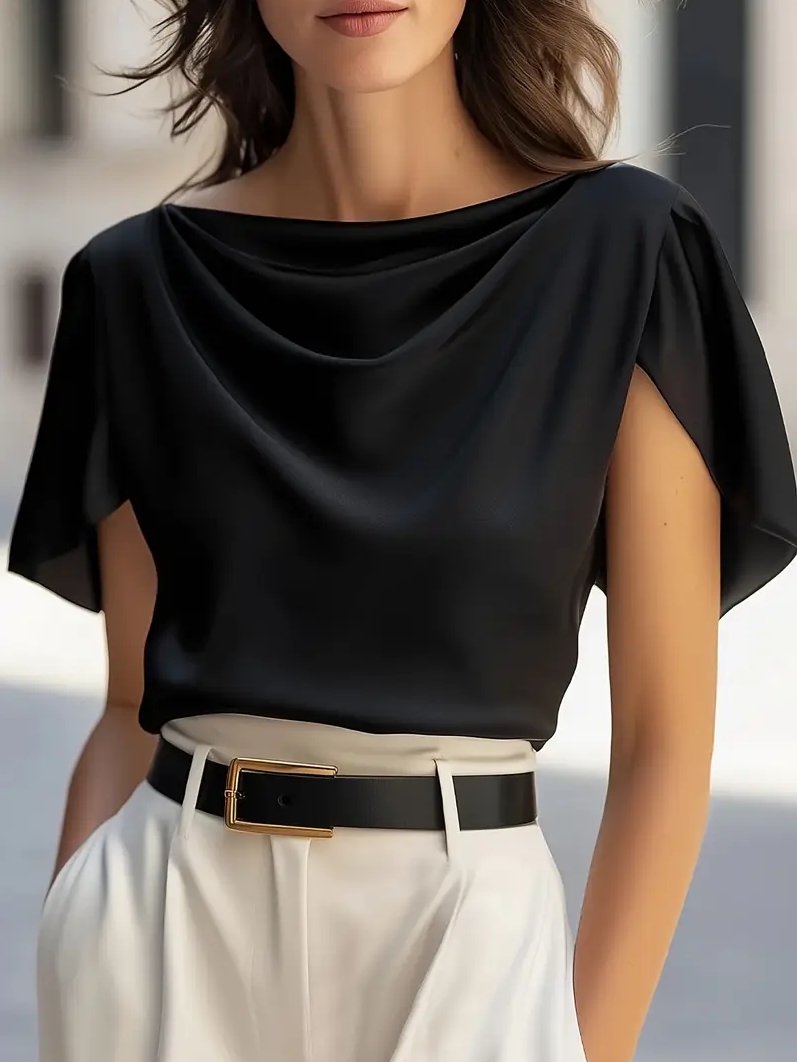 Elegant Draped Collar Butterfl - Shirt Camp Collar recension och pris