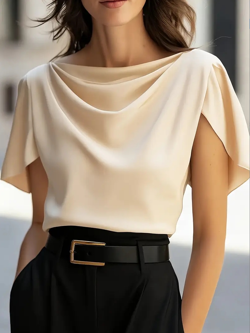 Elegant Draped Collar Butterfl - Shirt Camp Collar recension och pris